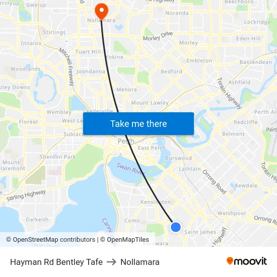 Hayman Rd Bentley Tafe to Nollamara map