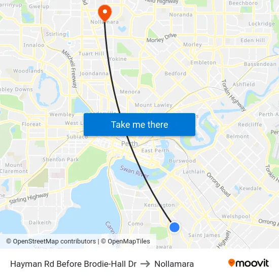 Hayman Rd Before Brodie-Hall Dr to Nollamara map