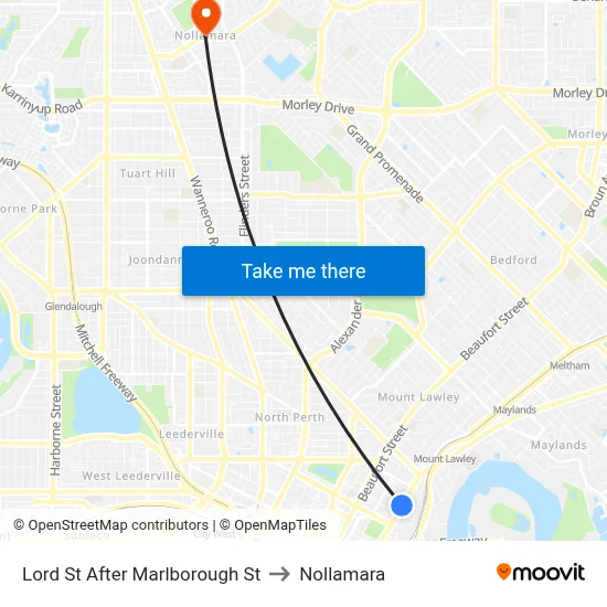 Lord St After Marlborough St to Nollamara map