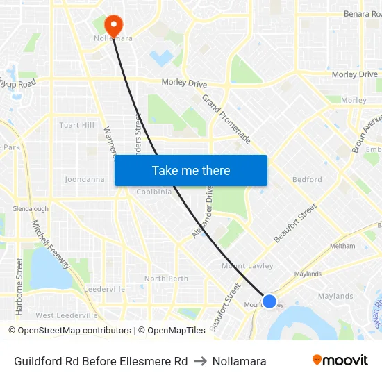 Guildford Rd Before Ellesmere Rd to Nollamara map