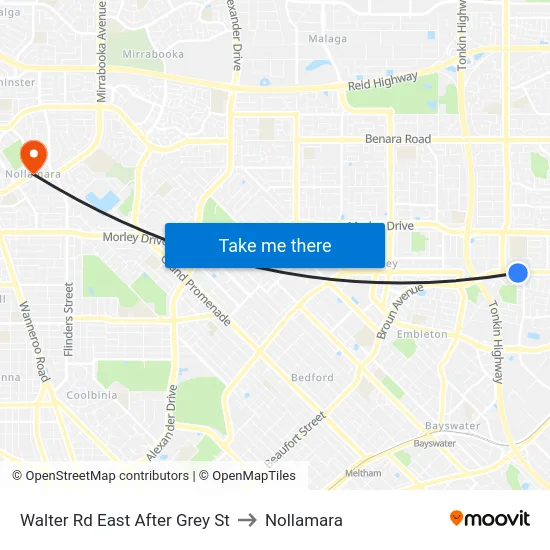 Walter Rd East After Grey St to Nollamara map