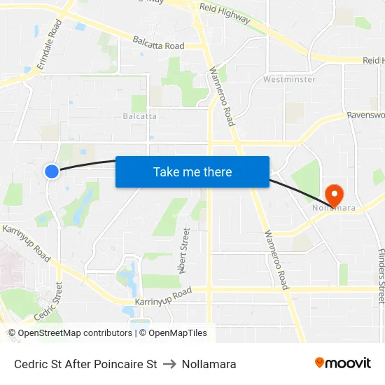 Cedric St After Poincaire St to Nollamara map