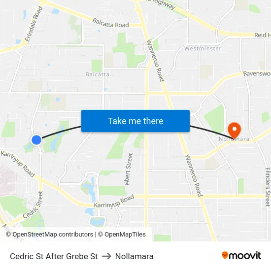 Cedric St After Grebe St to Nollamara map