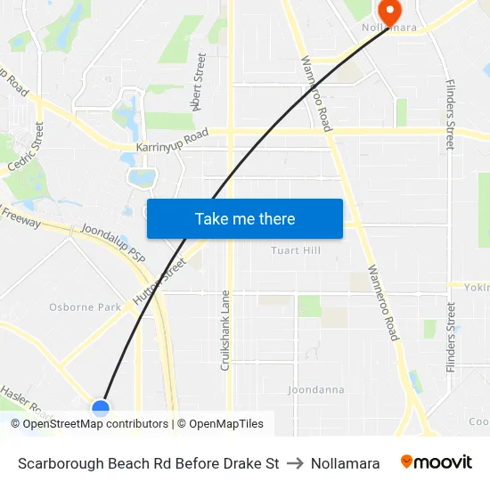 Scarborough Beach Rd Before Drake St to Nollamara map