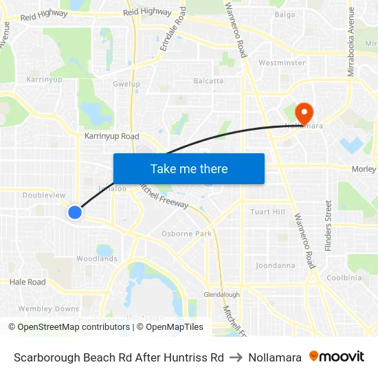 Scarborough Beach Rd After Huntriss Rd to Nollamara map