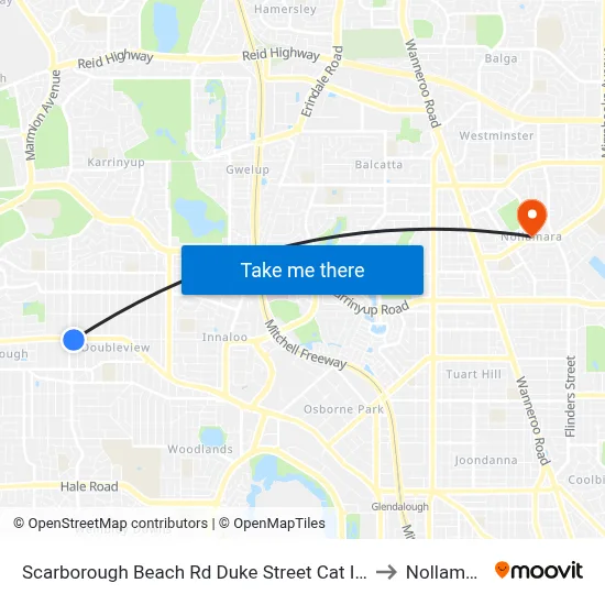 Scarborough Beach Rd Duke Street Cat Id 15 to Nollamara map