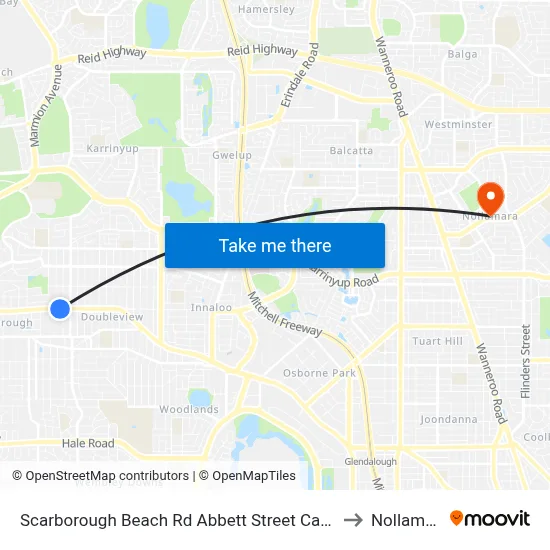 Scarborough Beach Rd Abbett Street Cat Id 16 to Nollamara map