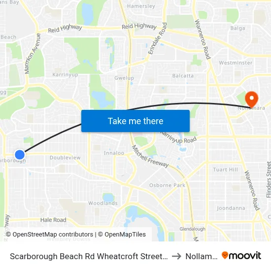 Scarborough Beach Rd Wheatcroft Street Cat Id 18 to Nollamara map