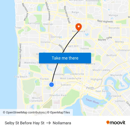 Selby St Before Hay St to Nollamara map