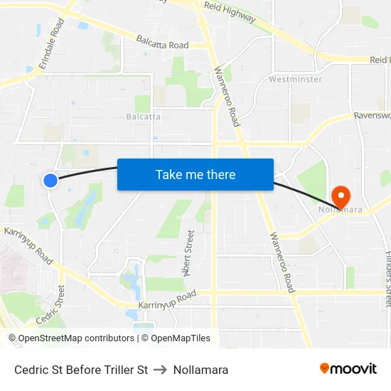 Cedric St Before Triller St to Nollamara map