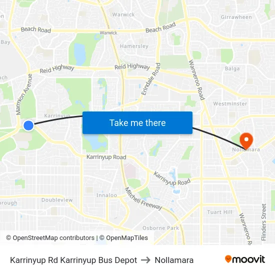 Karrinyup Rd Karrinyup Bus Depot to Nollamara map