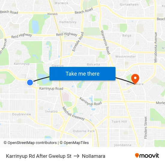 Karrinyup Rd After Gwelup St to Nollamara map