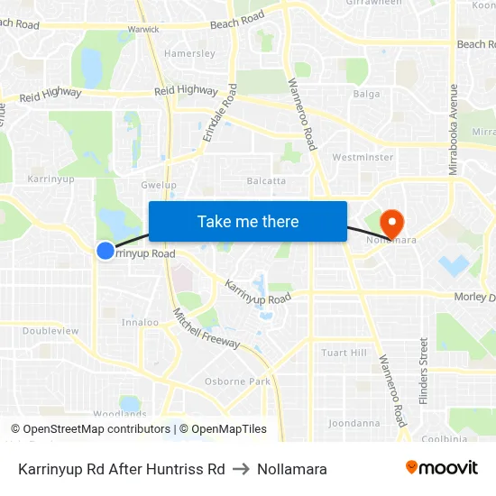 Karrinyup Rd After Huntriss Rd to Nollamara map