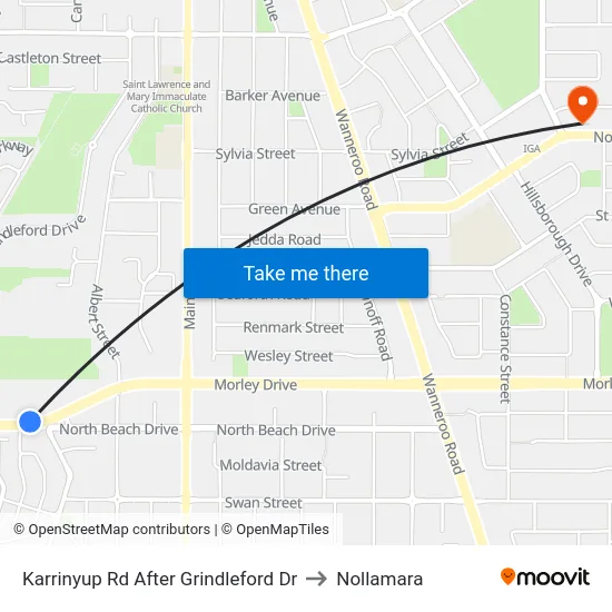 Karrinyup Rd After Grindleford Dr to Nollamara map
