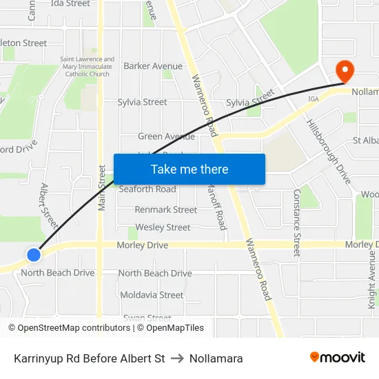 Karrinyup Rd Before Albert St to Nollamara map