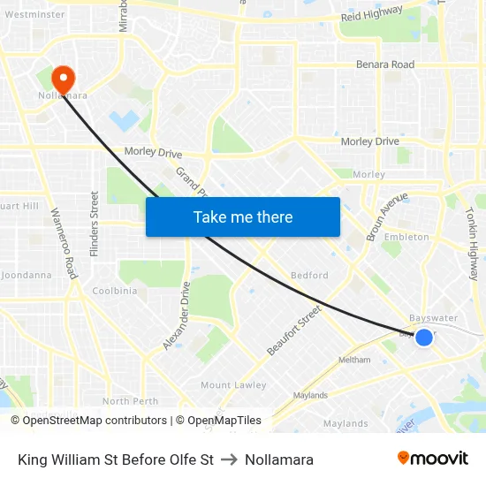 King William St Before Olfe St to Nollamara map