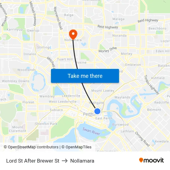 Lord St After Brewer St to Nollamara map