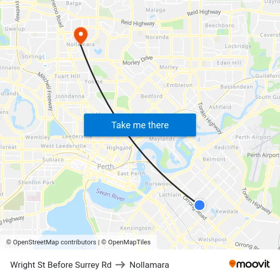 Wright St Before Surrey Rd to Nollamara map