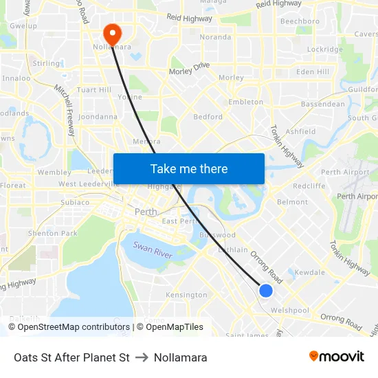 Oats St After Planet St to Nollamara map