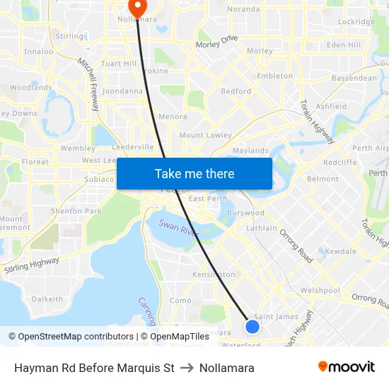 Hayman Rd Before Marquis St to Nollamara map
