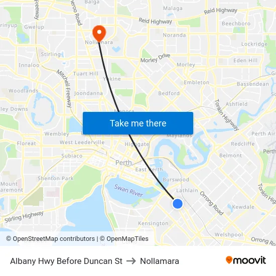 Albany Hwy Before Duncan St to Nollamara map