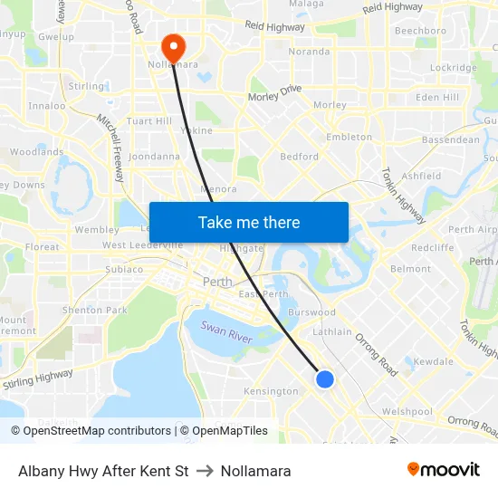 Albany Hwy After Kent St to Nollamara map