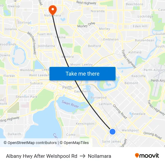 Albany Hwy After Welshpool Rd to Nollamara map