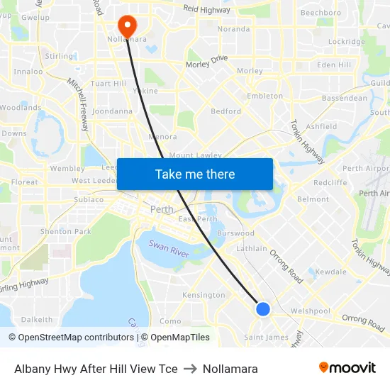 Albany Hwy After Hill View Tce to Nollamara map