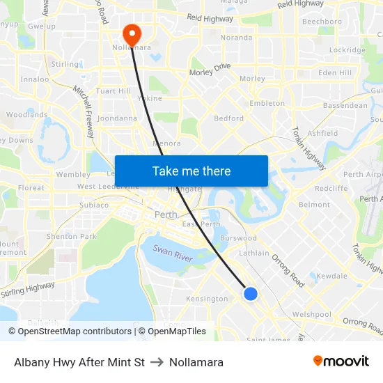 Albany Hwy After Mint St to Nollamara map