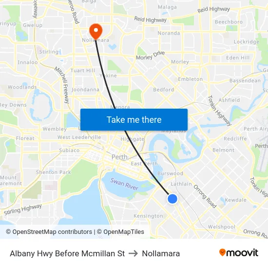 Albany Hwy Before Mcmillan St to Nollamara map