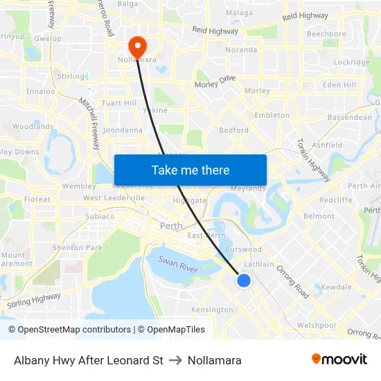 Albany Hwy After Leonard St to Nollamara map