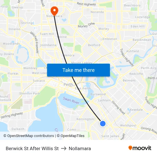 Berwick St After Willis St to Nollamara map