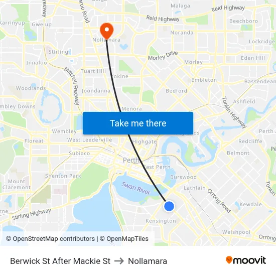 Berwick St After Mackie St to Nollamara map