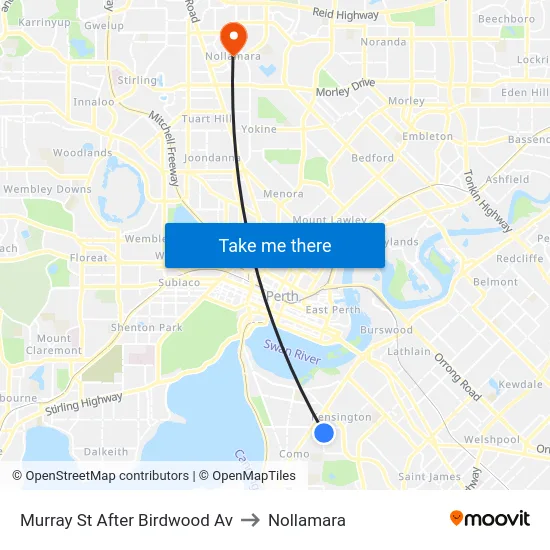 Murray St After Birdwood Av to Nollamara map