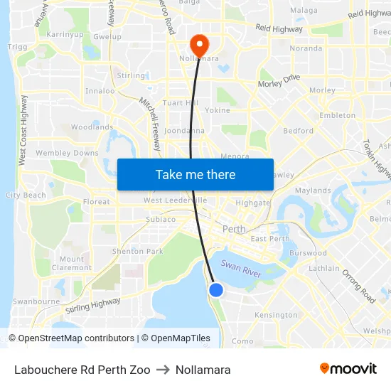 Labouchere Rd Perth Zoo to Nollamara map
