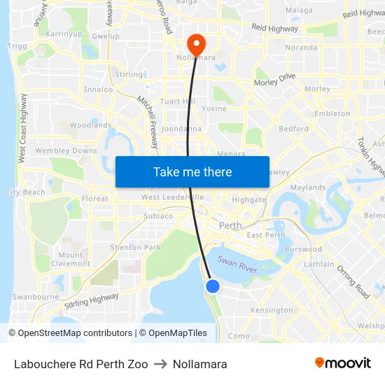 Labouchere Rd Perth Zoo to Nollamara map