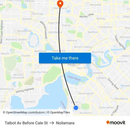 Talbot Av Before Cale St to Nollamara map