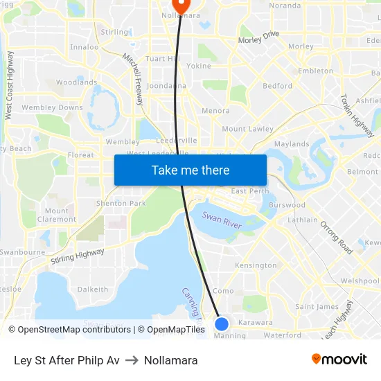 Ley St After Philp Av to Nollamara map