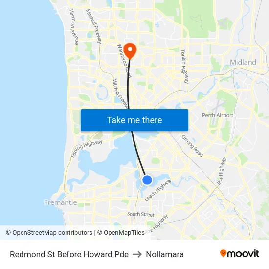 Redmond St Before Howard Pde to Nollamara map