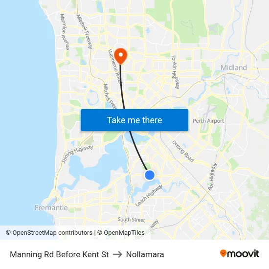 Manning Rd Before Kent St to Nollamara map
