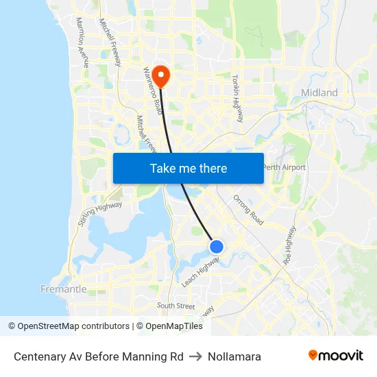 Centenary Av Before Manning Rd to Nollamara map