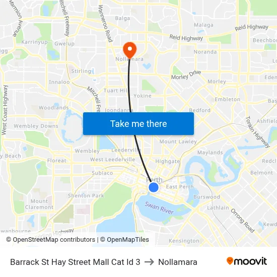 Barrack St Hay Street Mall Cat Id 3 to Nollamara map