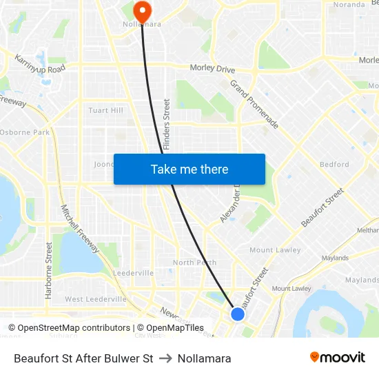 Beaufort St After Bulwer St to Nollamara map