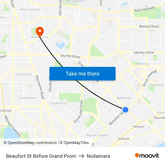 Beaufort St Before Grand Prom to Nollamara map
