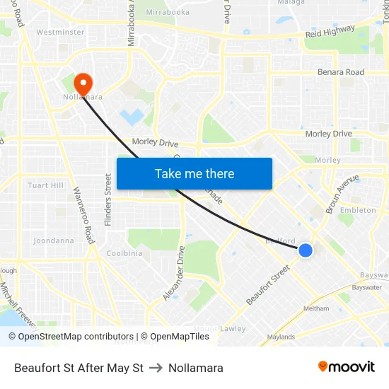 Beaufort St After May St to Nollamara map