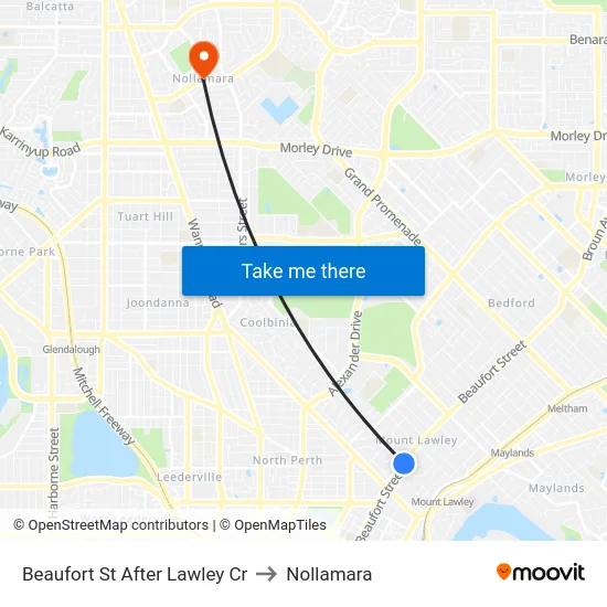 Beaufort St After Lawley Cr to Nollamara map