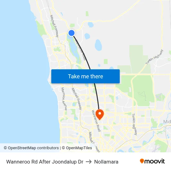 Wanneroo Rd After Joondalup Dr to Nollamara map
