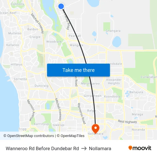 Wanneroo Rd Before Dundebar Rd to Nollamara map