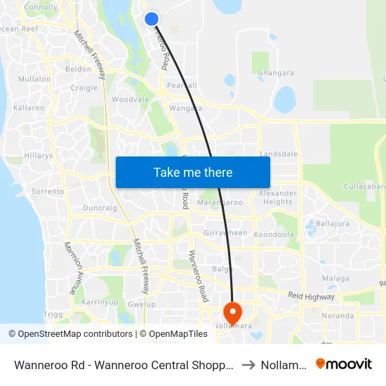 Wanneroo Rd - Wanneroo Central Shopping Ctr to Nollamara map