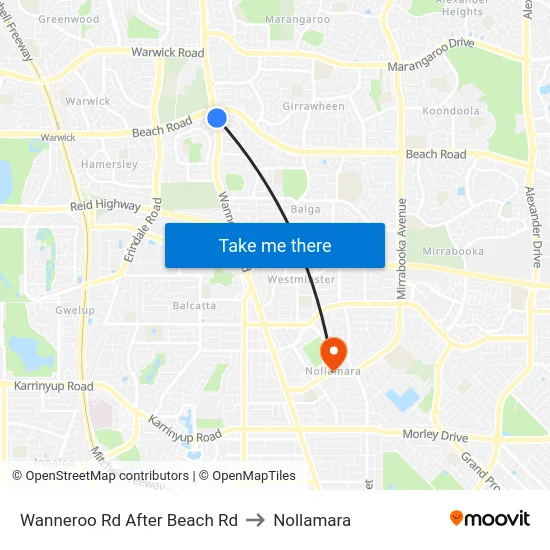 Wanneroo Rd After Beach Rd to Nollamara map